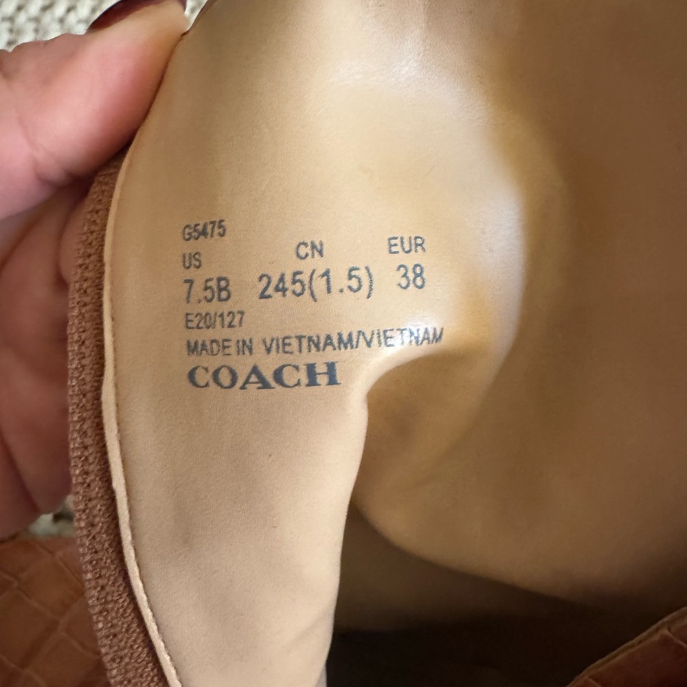 Coach Tan Croc-Embossed Heeled Bootie - Picture 6 of 7